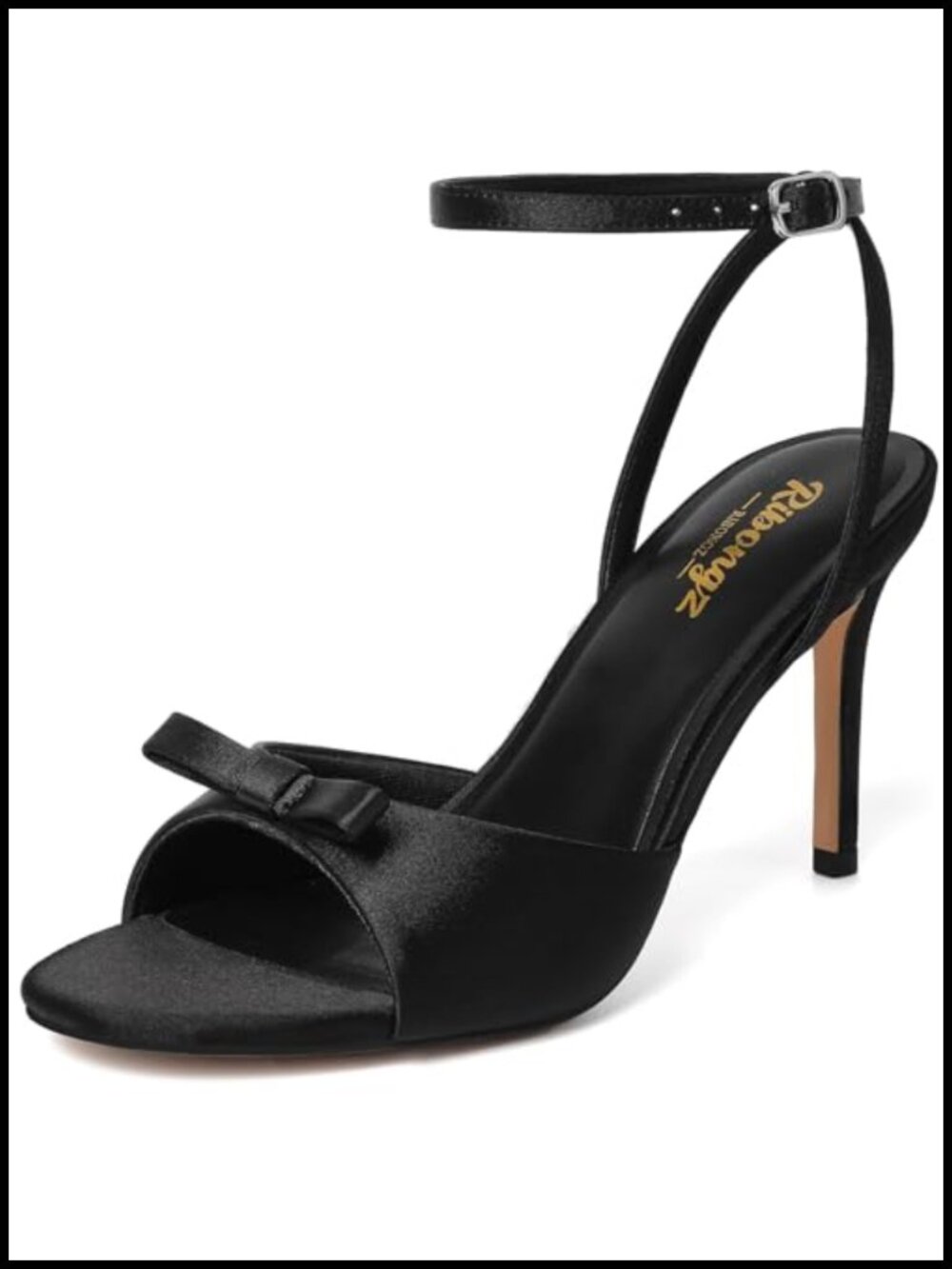 Strappy Open Toe Stiletto Heel Sandals with Bow - Satin Women's Heels